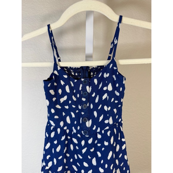 Reformation Kids Blue White Dalmatian Print Tiered Button Front Dress Size 3Y - Picture 5 of 7
